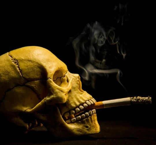 the myths skull smoking cigarette